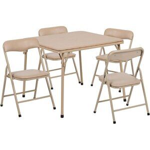Furniture Kids Tan 5 Piece Folding Table w/ Chairs